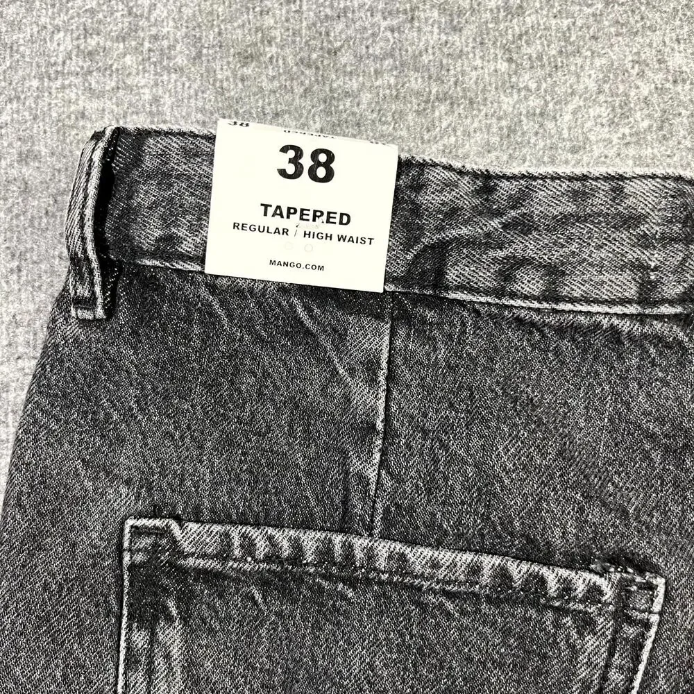 MNG Mango High Waist Tapered Fit Jeans Black Womens Size USA 6 EUR 38 (30x30) - Picture 12 of 15